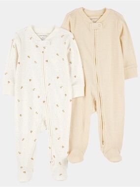 4 Pack: Carter's 2-Way Zip Footed Onesies (NB)